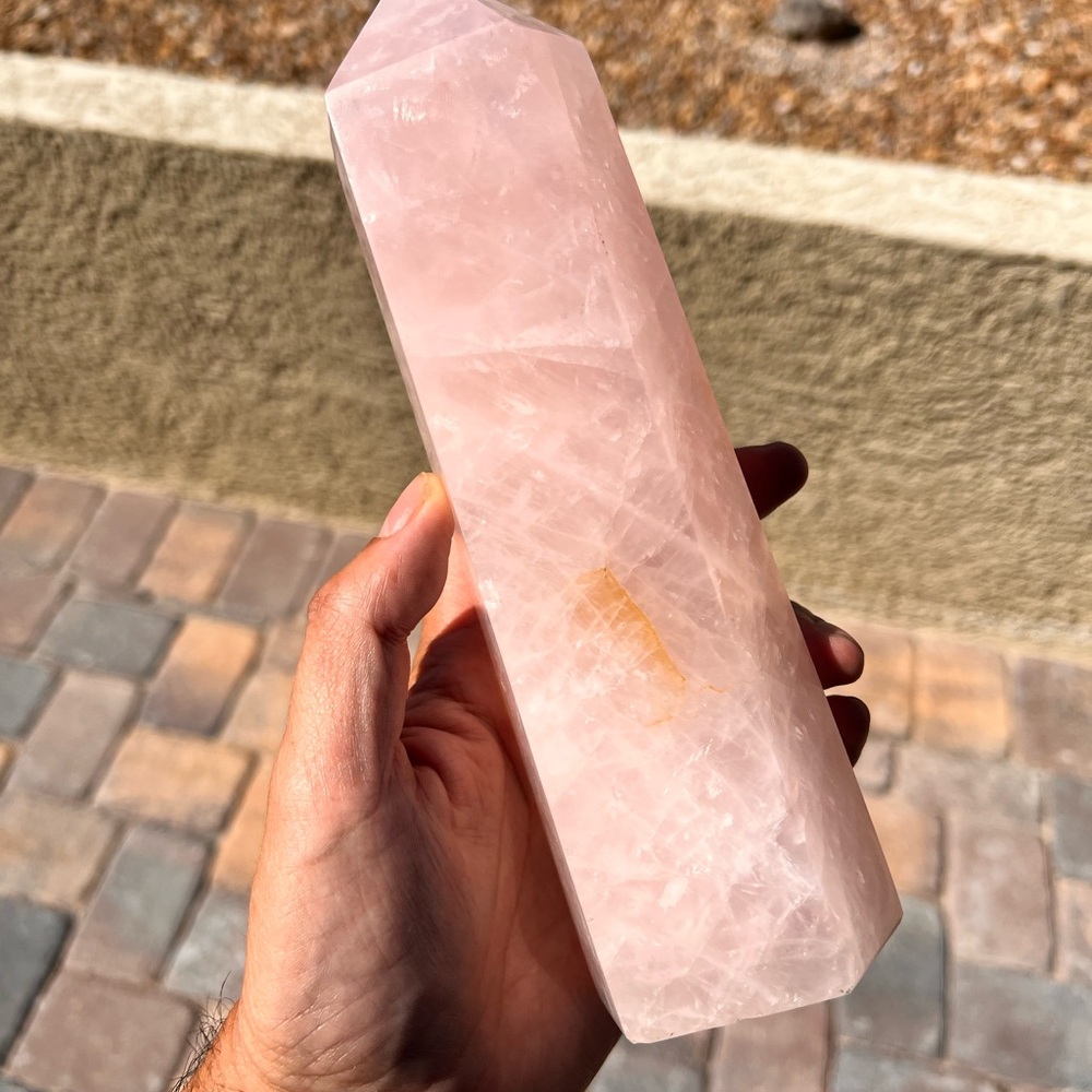 Elegant Rose quartz Crystal Tower